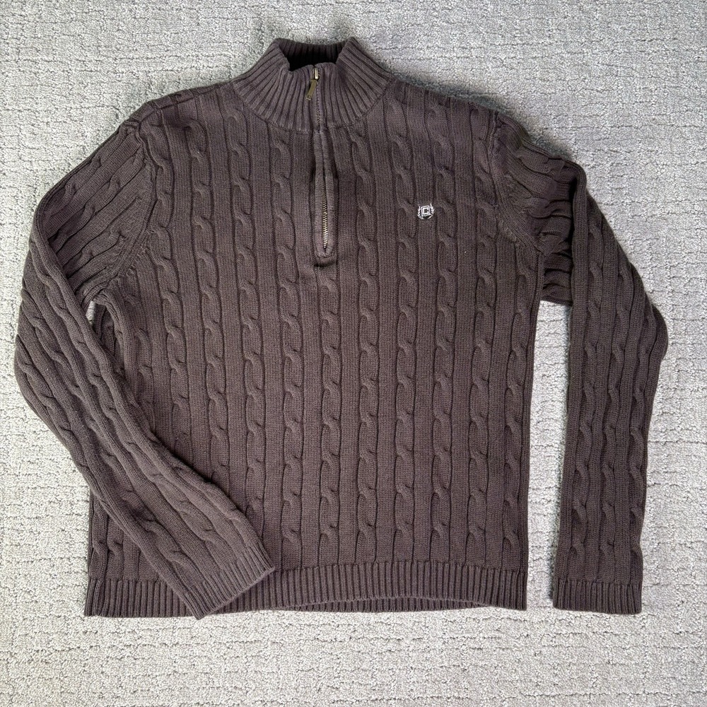Chaps Sweater Men's Size XL Brown 1/4 Zip Pullover Camel Heather Knit